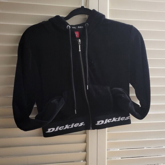 Women's Dickies Black Crop Zip-Up Sweater Small - Picture 1 of 6